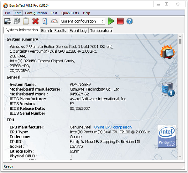 PassMark BurnInTest Professional