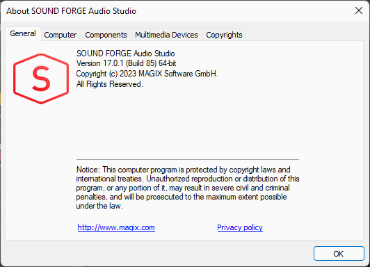 MAGIX SOUND FORGE Audio Studio 17.0.1.85
