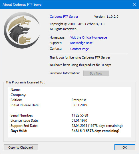 Cerberus FTP Server Enterprise 11.0.2.0
