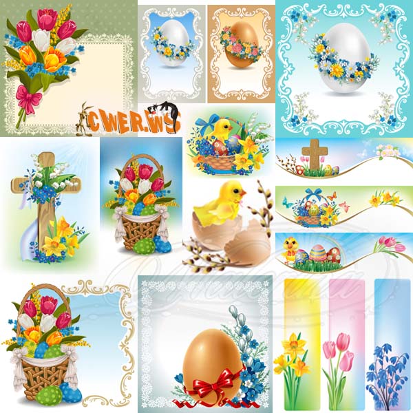 Стилизованный клипарт к празднику Пасхи