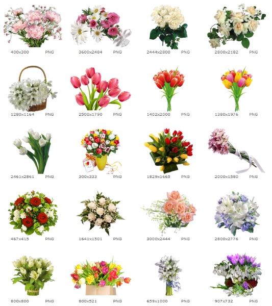 Подборка клипарта букетов цветов на прозрачном фоне2
